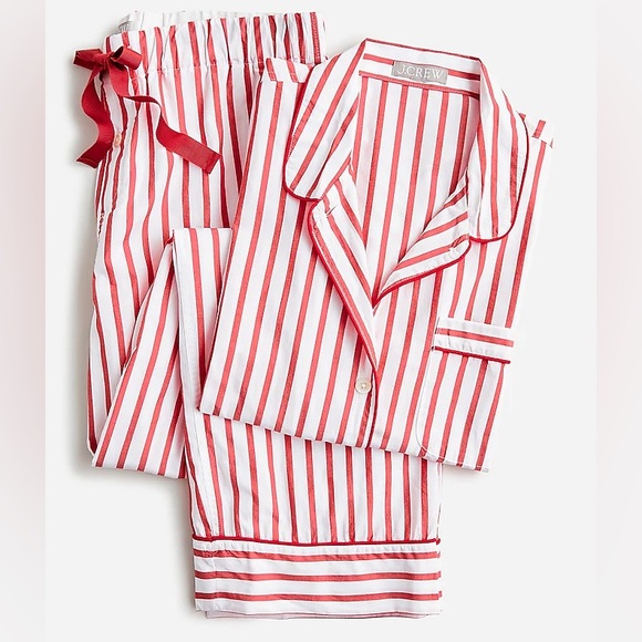 J.Crew Red Striped Cotton Poplin Pajama Set – Size XXS - Picture 1 of 8